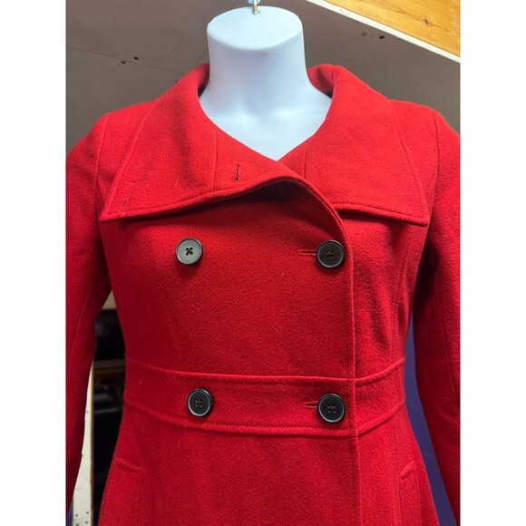 Old Navy Women’s Red Wool Blend Double Breasted Coat Jacket Size M - Picture 2 of 10